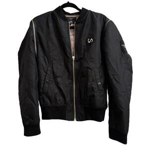 Germeii Paris DJ Snake Black Bomber Jacket Removable Sleeves L Moto Grunge Sexy